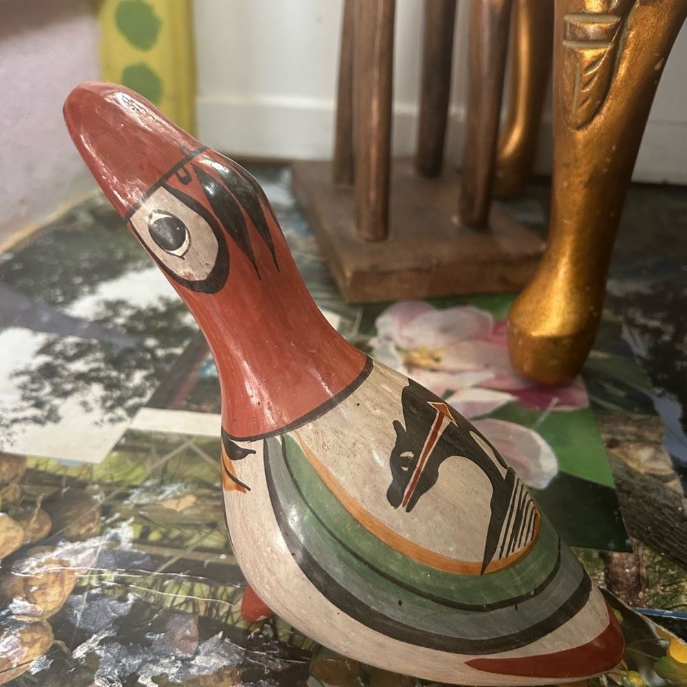 Vintage Tonala Folk Art Pottery Hand Painted Ceramic Duck Figurine, Mexico - Picture 11 of 16